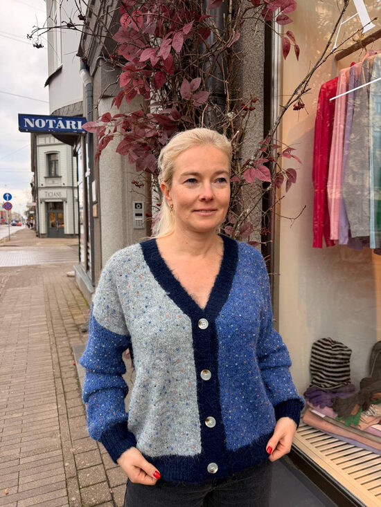 Kardigans ar stikla pērlītēm Zils Universāls izmērs